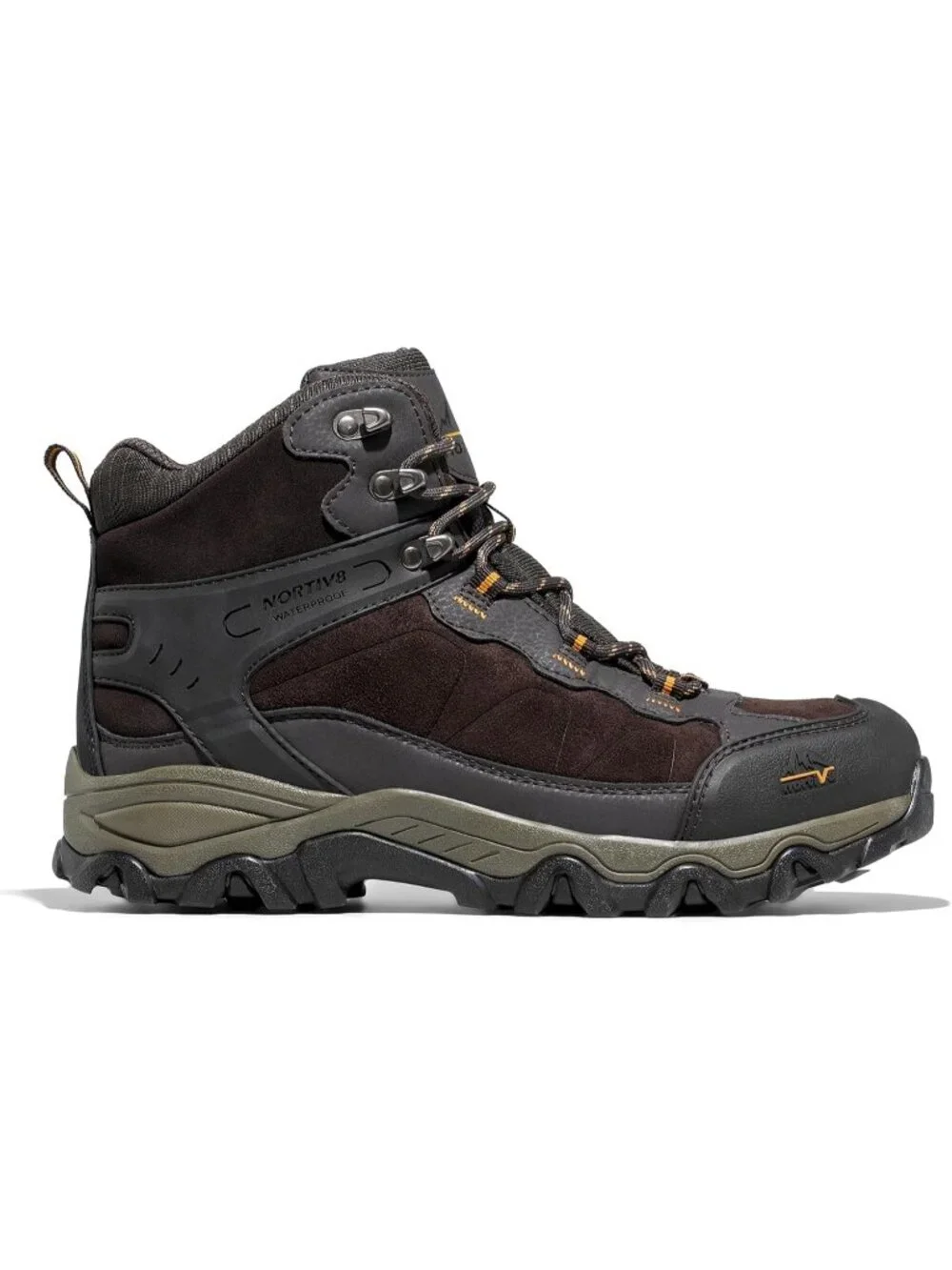 Men's Brown Waterproof Shoes Casual Mid Top Round Toe Non Slip Hiking Boots